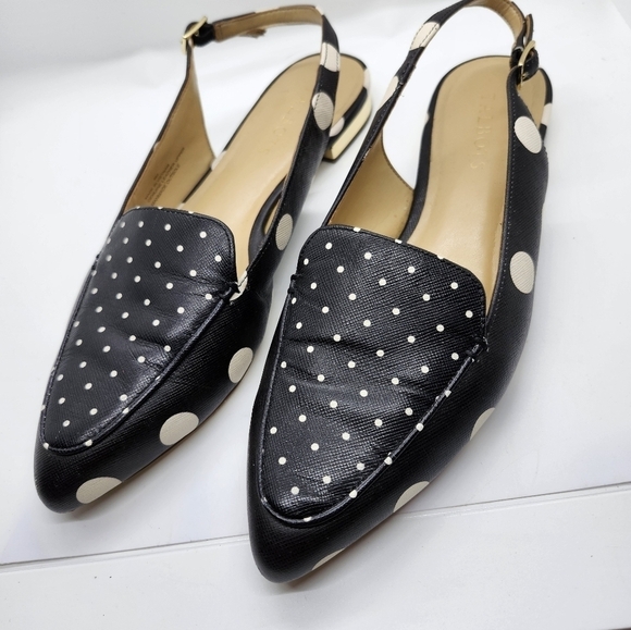 Talbots black & white polka-dot slingback Poppy pointed toe block heel sz 8M - Picture 1 of 7